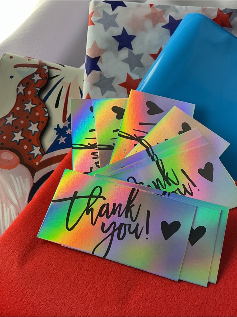 ★ Patriotic Shipping Bundle Poly Mailers Stars Gnome Thank You Cards